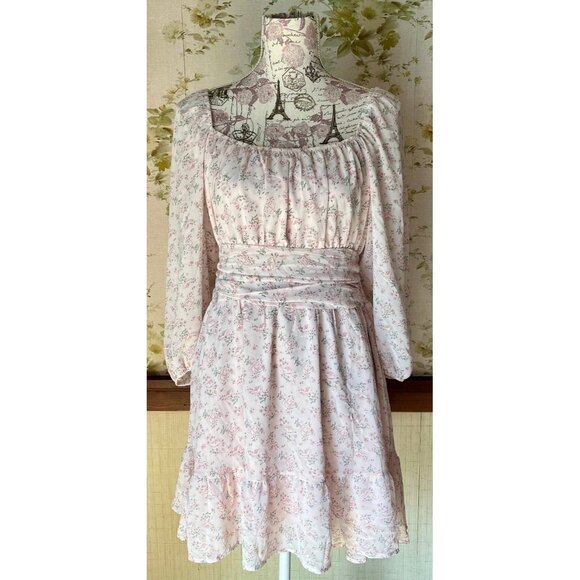 Tie Back Casual Dress Lantern Sleeve Dress Tie Back Sundress - Picture 1 of 7